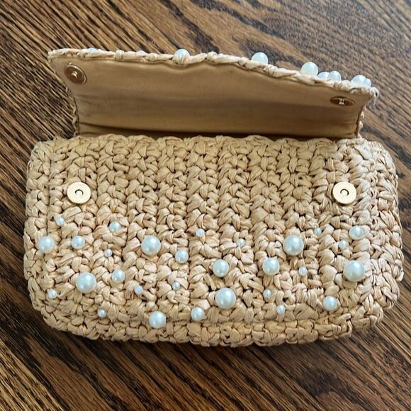 Anthropologie The Fiona Shoulder Bag: Embellished Neutral Raffia (no strap) - Picture 6 of 7